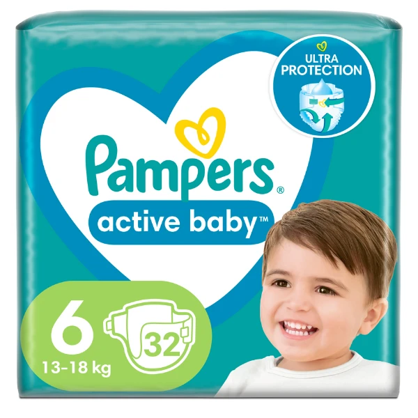 PAMPERS Active Baby No6 (13-18kg) 32 Τεμάχια