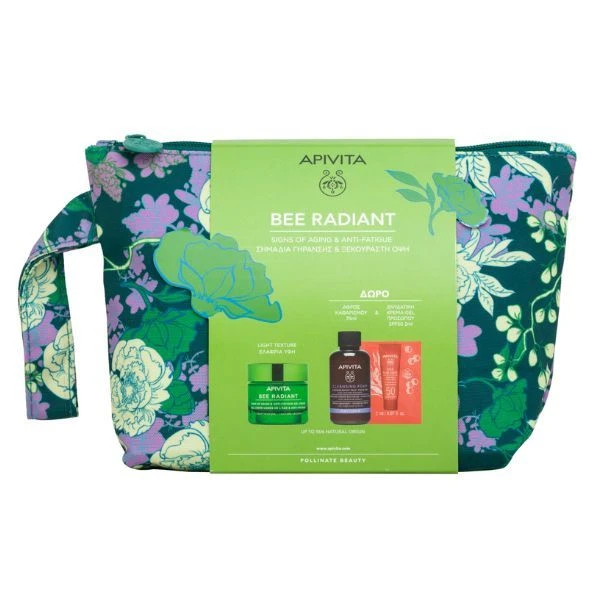 APIVITA Promo Set Bee Radiant Κρέμα-Gel για Σημάδια Γήρανσης & Ξεκούραστη Όψη Ελαφριάς Υφής 50ml + Cleansing Cream Foam Face and Eyes 75ml + Bee Sun Safe Hydra Freash Face Gel - Cream 2ml