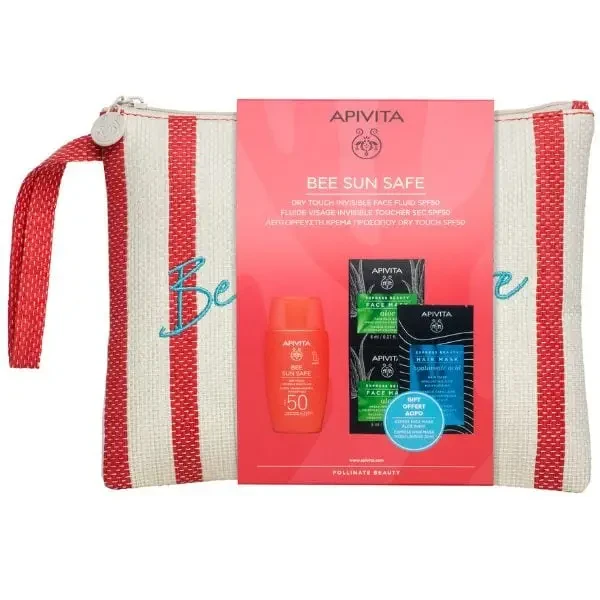 APIVITA Bee Sun Safe Dry Touch Invisible Face Fluid Spf50 50ml Promo με Δώρο Express Face Mask Aloe 2x8ml + Express Hair Mask Moisturizing 20ml