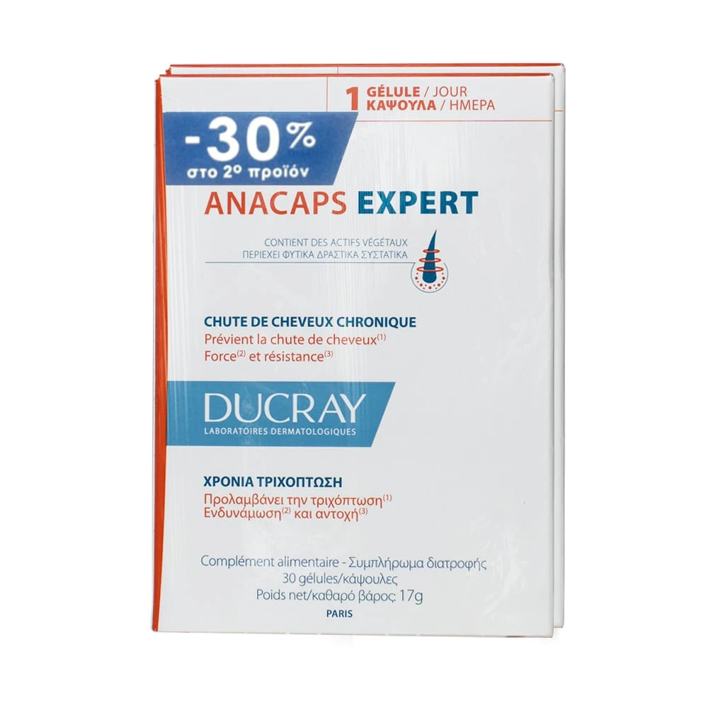 DUCRAY Anacaps Expert Συμπλήρωμα Διατροφής για τη Χρόνια Τριχόπτωση 2 x 30 κάψουλες
