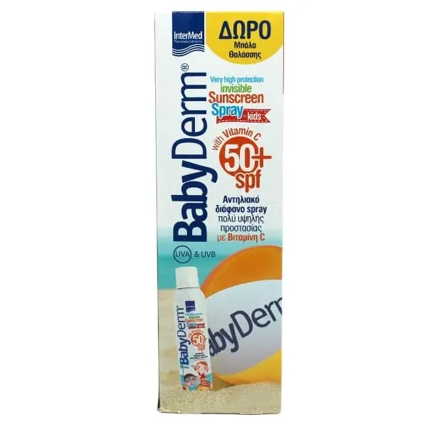 INTERMED Babyderm Invisible Sunscreen Spray SPF50+ 200ml + Δώρο Μπάλα Θαλάσσης