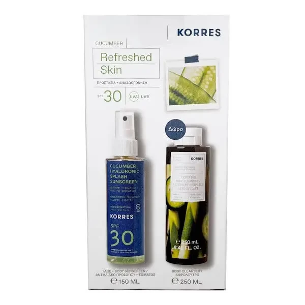 KORRES Cucumber Hyaluronic Splash Sunscreen SPF30 Spray 150ml + Cucumber Bamboo Αφρόλουτρο 250ml