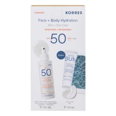 KORRES Yoghurt Face + Body Hydration Skin & Sun Care Αντηλιακό Γαλάκτωμα Spray SPF50 150ml & Cooling After Sun Gel 50ml