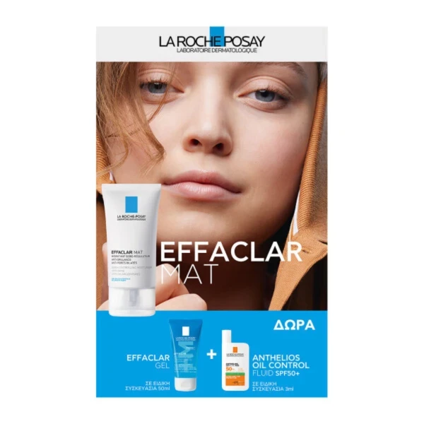 LA ROCHE - POSAY Set Effaclar Mat 40ml & Effaclar Gel Moussant Purifiant Oily Sensitive Skin 50ml & Anthelios Uvmune 400 Oil Control Fluid SPF50+ 3ml