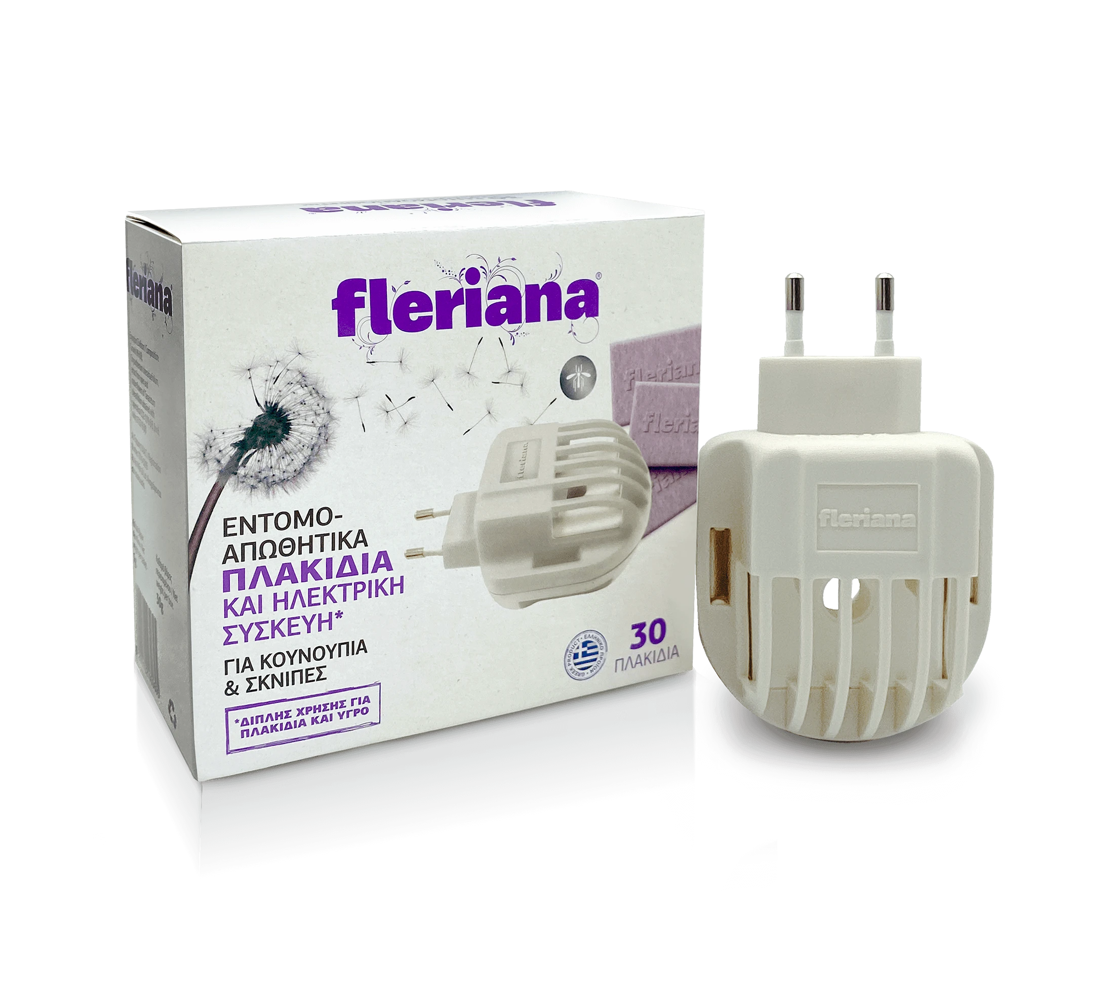 POWER HEALTH Fleriana 30 Εντομοαπωθητικά Πλακίδια και Ηλεκτρική Συσκευή Διπλής Χρήσης για Πλακίδια και Υγρό