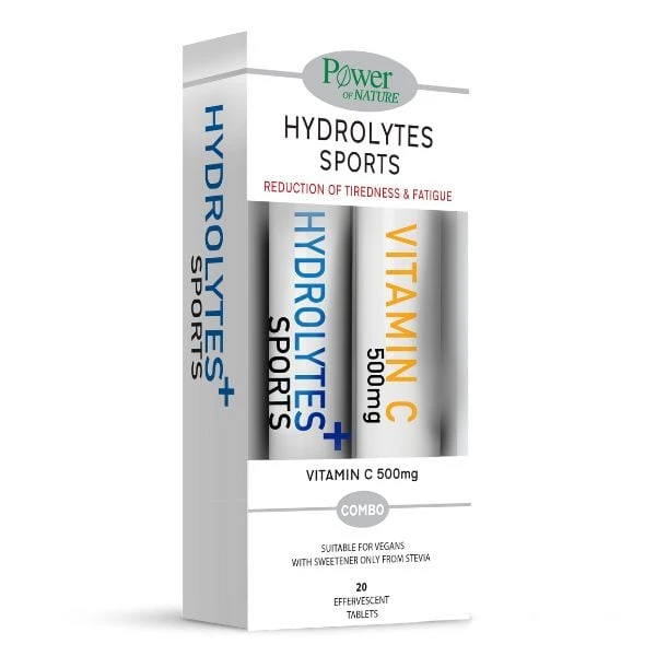 POWER HEALTH Power Of Nature Hydrolytes Sports Stevia 20 Αναβράζοντα Δισκία + Δώρο Vitamin C 500mg 20 Αναβράζοντα Δισκία