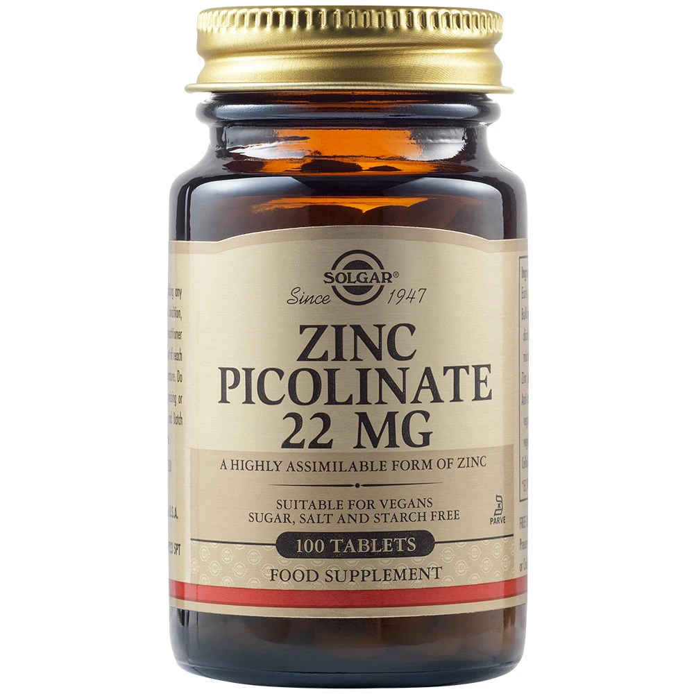 SOLGAR Zinc Picolinate 22mg 100 Ταμπλέτες