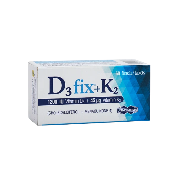 UNI-PHARMA D3 Fix (1200iu) + K2 45mg 60 Δισκία