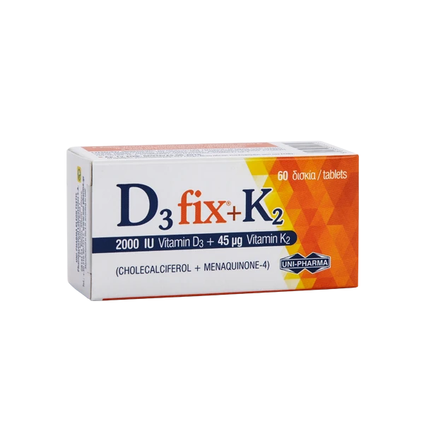 UNI-PHARMA D3 Fix (2000iu) + K2 45mg 60 Δισκία