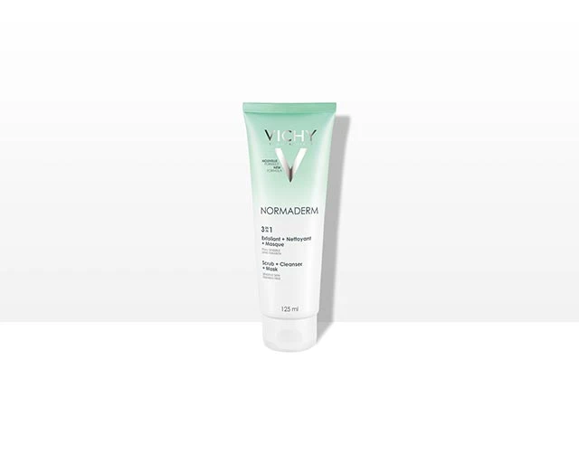 VICHY Normaderm 3 in 1 Scrub, Cleanser, Mask for Sensitive Skin 125ml